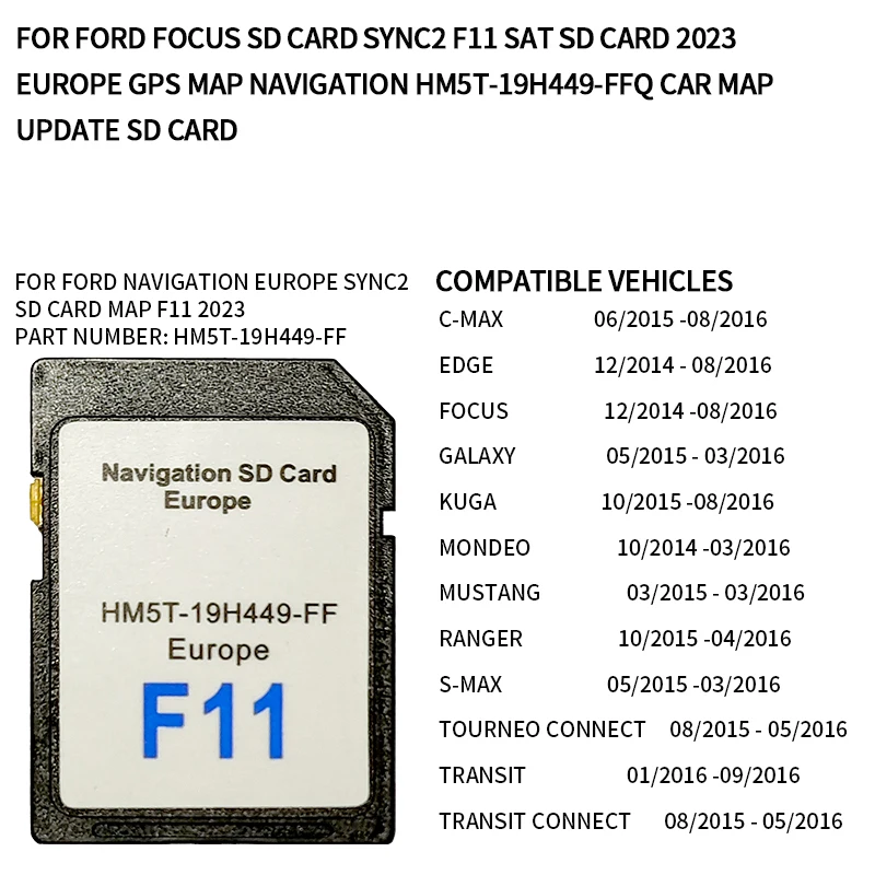 For Ford Focus SYNC2 F11 SAT SD Card 2023 Navigation Update HM5T-19H449-FF New Map SD Card 64G