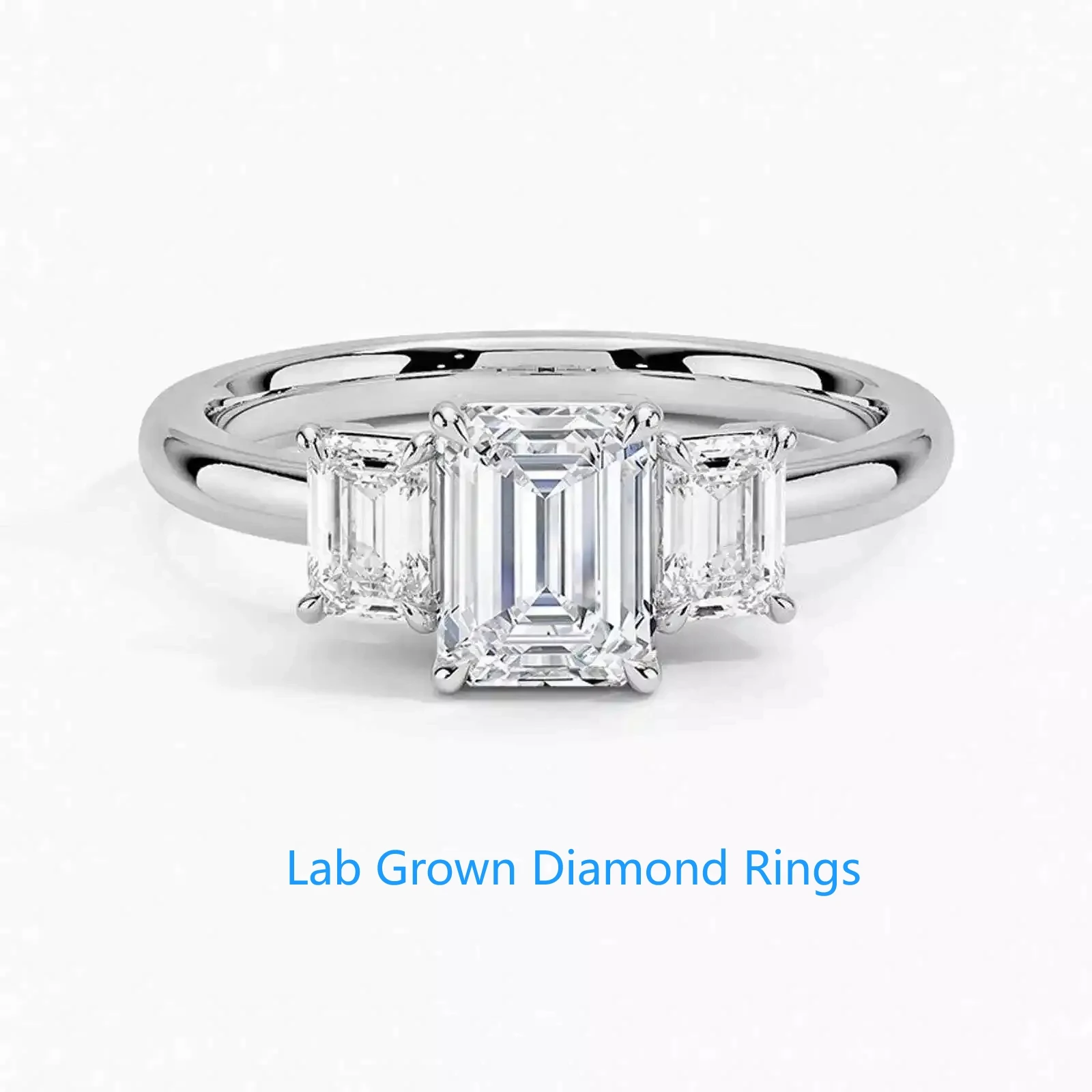 

1.8CTW Main Stone 1CT IGI CERTIFIED DEF VS-VVS Emerald Cut Lab Grown Diamond Three Stone Ring Platinum 950 Wedding Ring For Lady