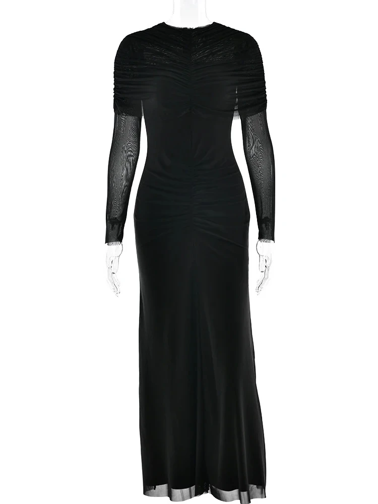 Xiaotang elegante manga longa malha retalhos vestido apertado feminino dupla camada bodycon festa clube vestido de noite inverno novos vestidos