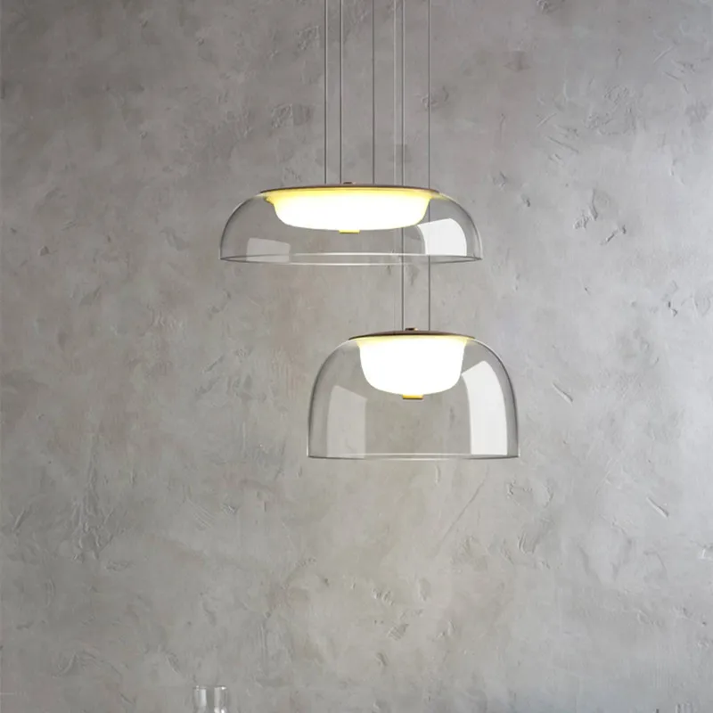Modern Led Glass Pendant Light Bedroom Transparent Hanging Lamp Nordic Living Dining Room Lighting Kitchen Bar Suspension Lights