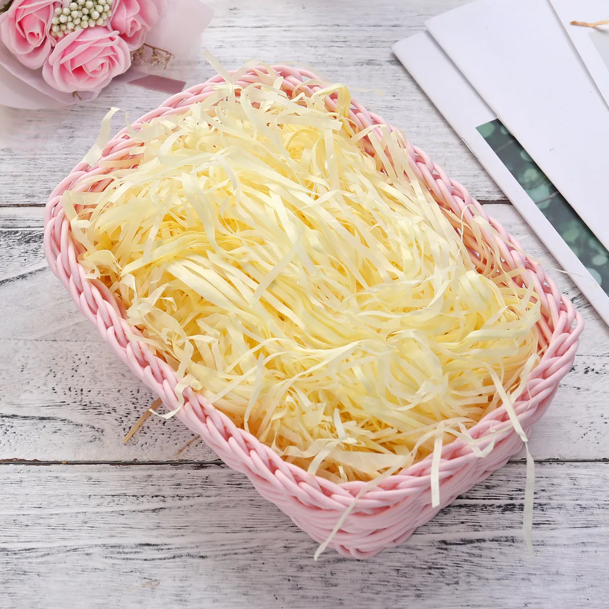 Colored Cut Paper Shred Filler Beige Yellow for Gift Wrapping Candy Chocolate Gap Filling Natural Grass Silk Paper Suitable