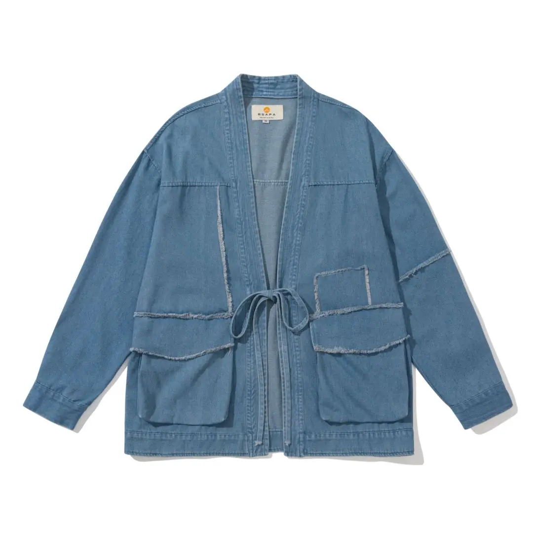 

Men Japanese Streetwear Amikaki Vintage Fashion Loose Casual Denim Kimono Jacket Cityboy Spring Autumn Cardigan Coat Clothes