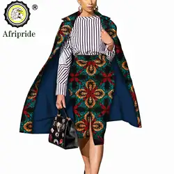 African 2 Piece Suits for Women Long Coat+Ankara Skirt Print Robe Dashiki Set Plus Size Bazin Riche AFRIPRIDE S1826008