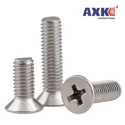 10pcs UNC 1/4-20 US Coarse Thread 304 A2-70 Stainless Steel Cross Recess Phillips Flat Countersunk Head Screw Bolt