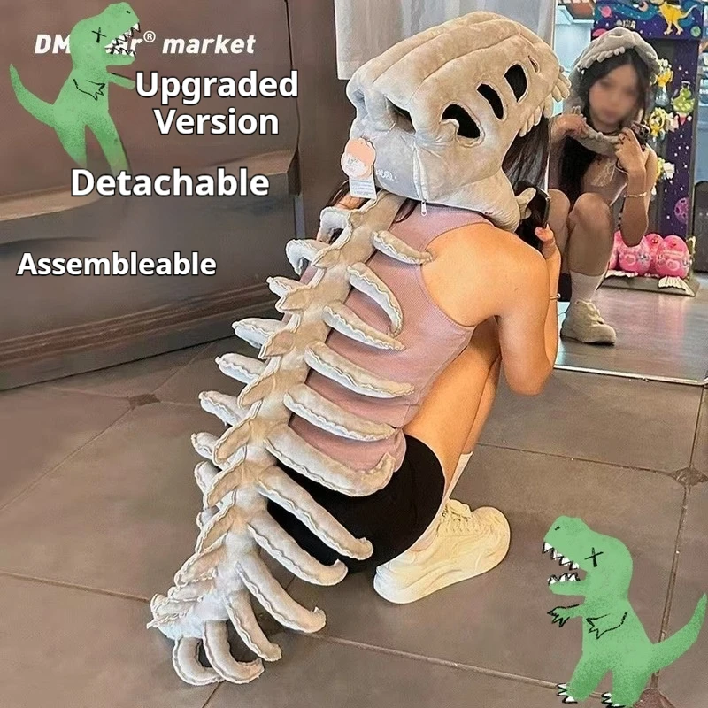 Dinosaur Skeleton Plush Headwear Funny Novelty Skull Hat Cosplay Costume Prop For Halloween Party Adult Men