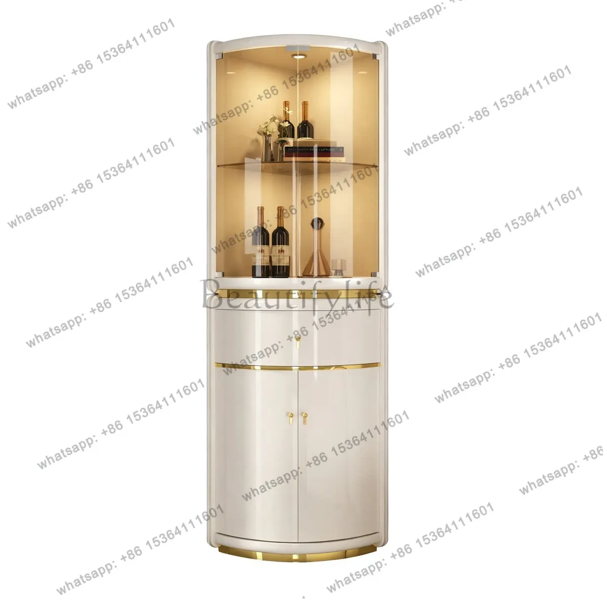 Cream wind living room corner against the wall wine cabinet dining room corner glass storage triangle cabinet opposite the door