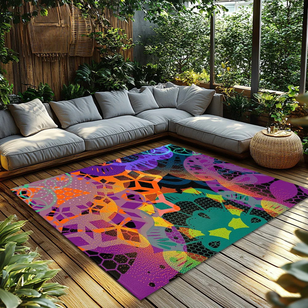 Stylish Abstract Area Rug Non-Slip Doormat Modern Home Decor Living Room Floor Mat Washable Accent Rug Unique Pattern Indoor Out
