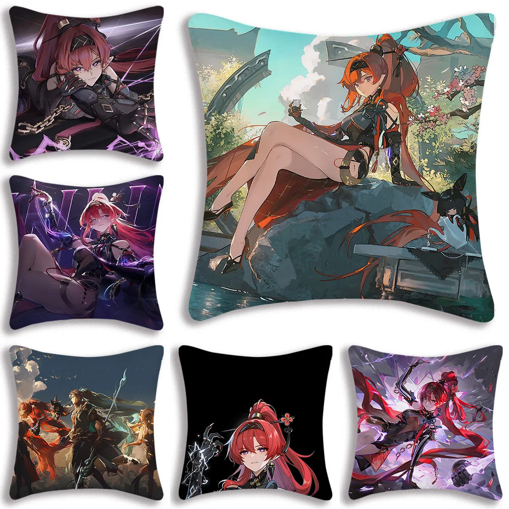 Hot Game Wuthering Waves Pillow Covers Cartoon Sofa Decorative Home Double-sided Printing Short Plush Cute Cushion Cover