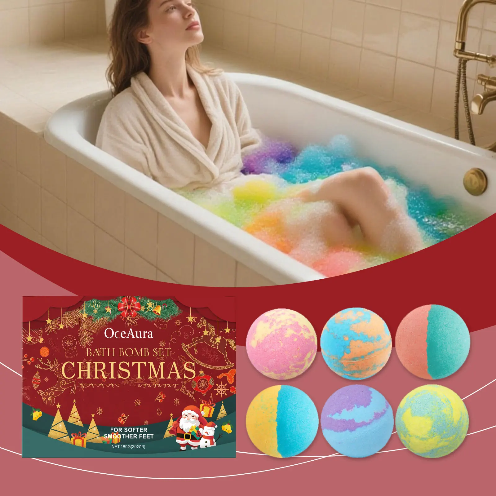 

Christmas Colorful Foam Shower Ball Softening Keratin Aromatherapy Take Bath Relieve Fatigue Shower Cleaner Christmas Bath Bombs