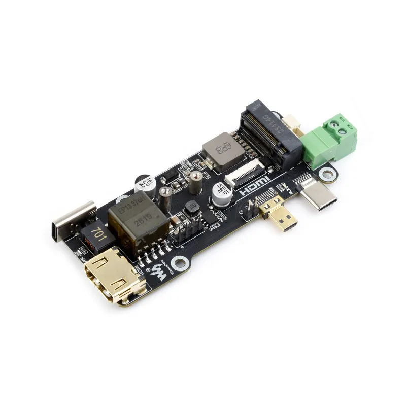 Многофункциональный адаптер PCIe в M.2 (E) для Raspberry Pi 5 с выходом 4K, питанием PoE и платой расширения NVMe SSD
