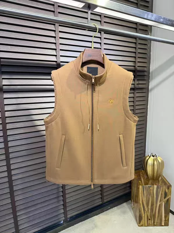 

Italian Sle Wool Blend Casual Vest Jaet Men's Autumn Winter Zipper Closure Long Sve Stand Collar Svel Outerwear