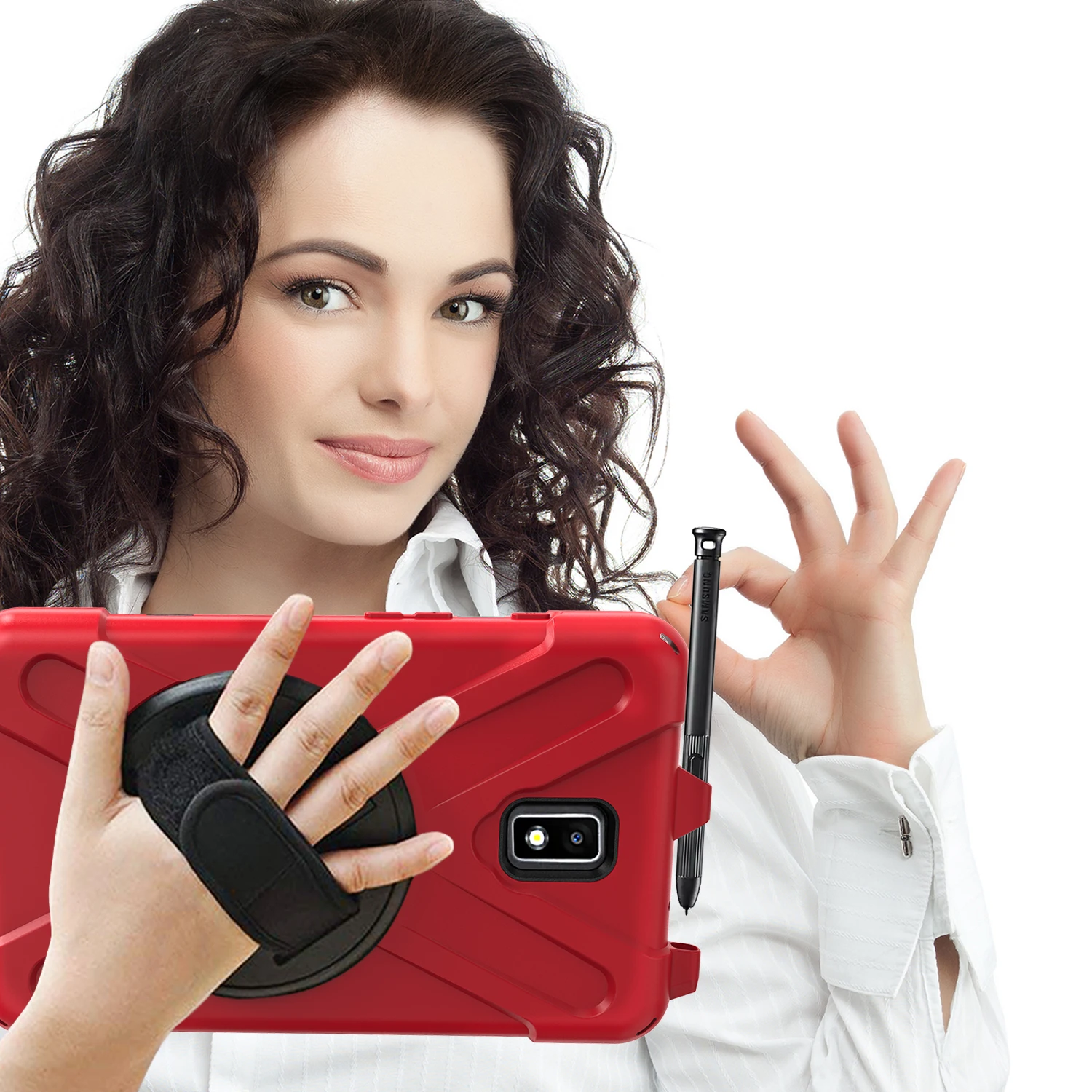 Wytrzymałe etui do Samsung Galaxy Tab Active 2 2017 8.0 cala SM-T390 SM-T395 SM-T397 z obrotową podstawką 360 stopni i uchwytem na rysik. — zdjęcie produktu 6