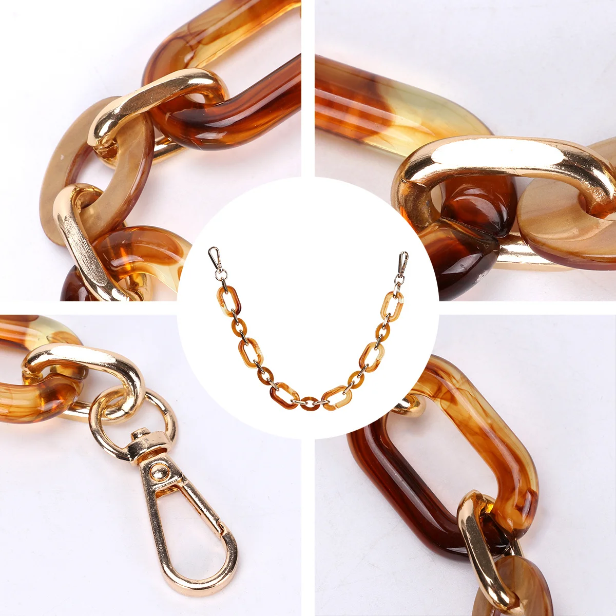 

Retro Handbag Chain Polished Finish Removable Diy Bag Accessories For Tote Clutch Purse Straps Chocolate