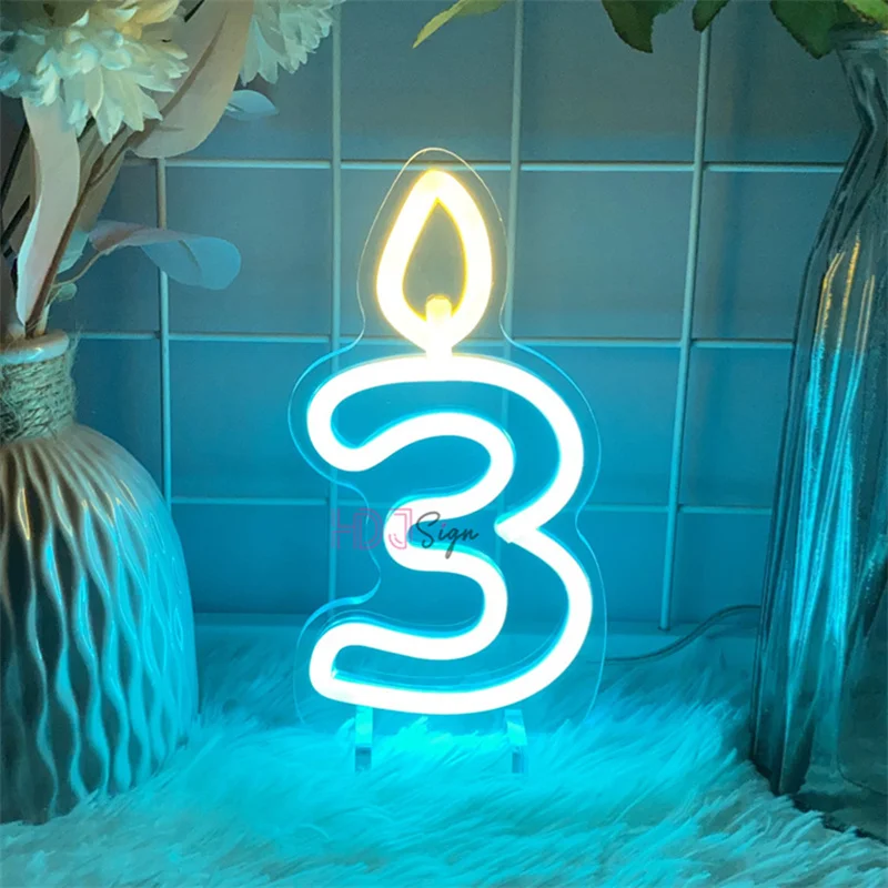 1-9 Wedding Birthdays Number Neon Led Sign Birthdays Home Decor Room Decoration Desk Numbers Lights Bedroom Lamps Luminous Signs