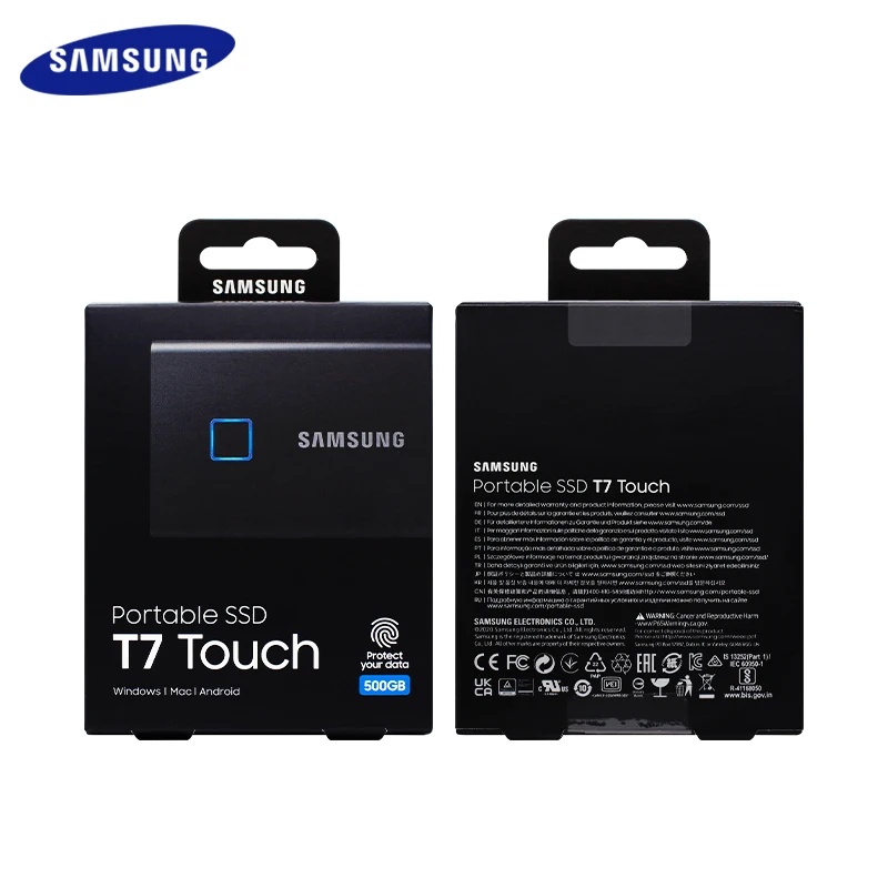 Imagem -05 - Samsung-unidade Externa de Estado Sólido Ssd t7 Encriptado por Toque 2tb Usb 3.2 Gen Tipo-c Segurança por Impressão Digital Original