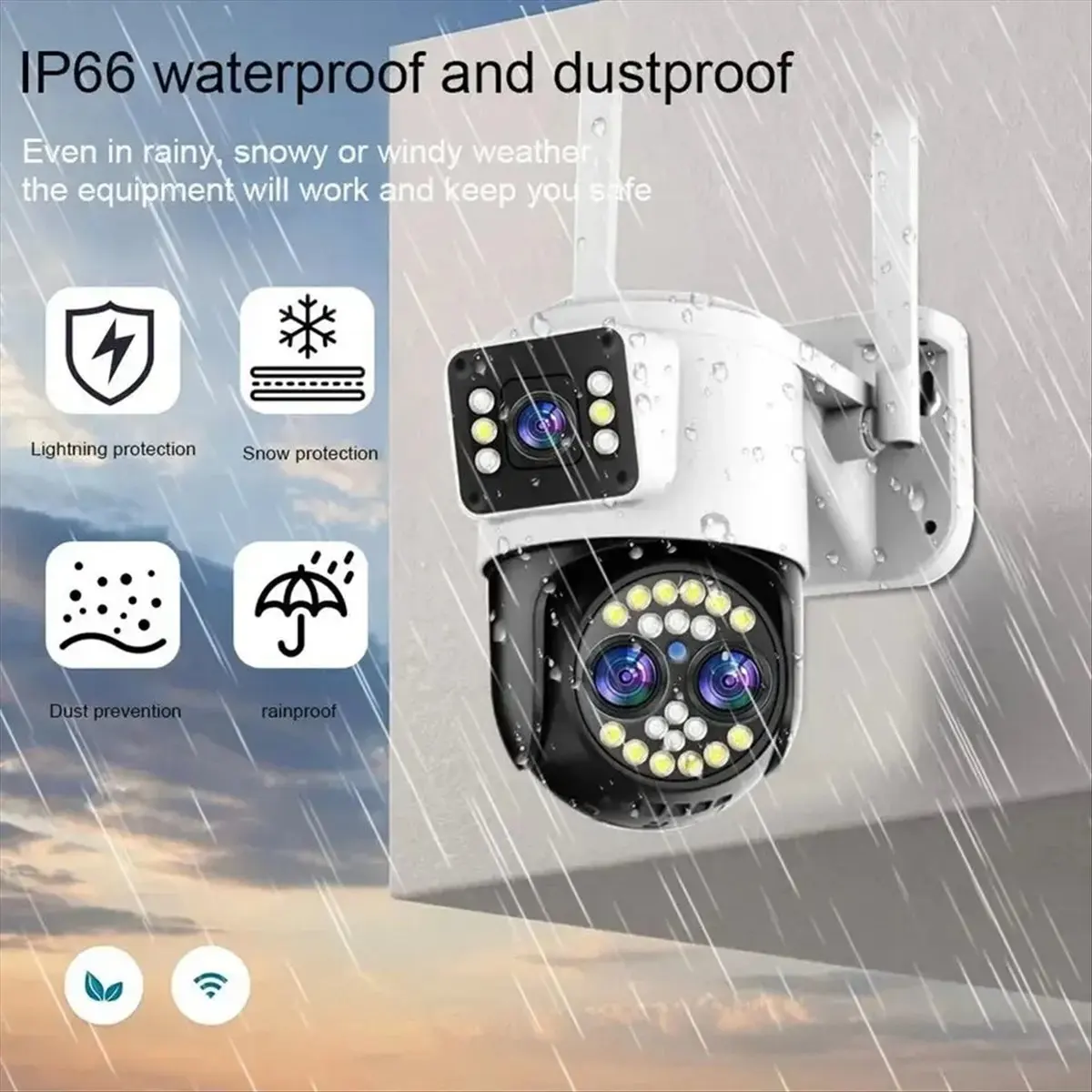 【lucky】 Security Camera Outdoor,WiFi 4K 8MP Two Lens Two Screen Outdoor Wireless Camera 10X Zoom Two Way Audio Detection US Plug