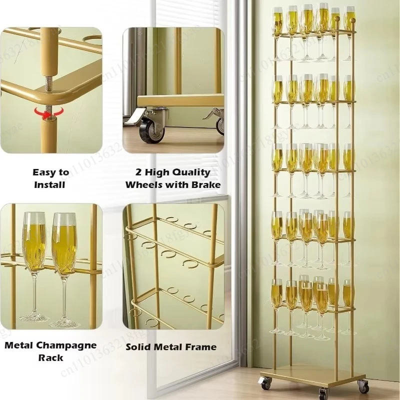Metal Floor Wine Glass Rack, Champagne Goblet Display Holder for Party