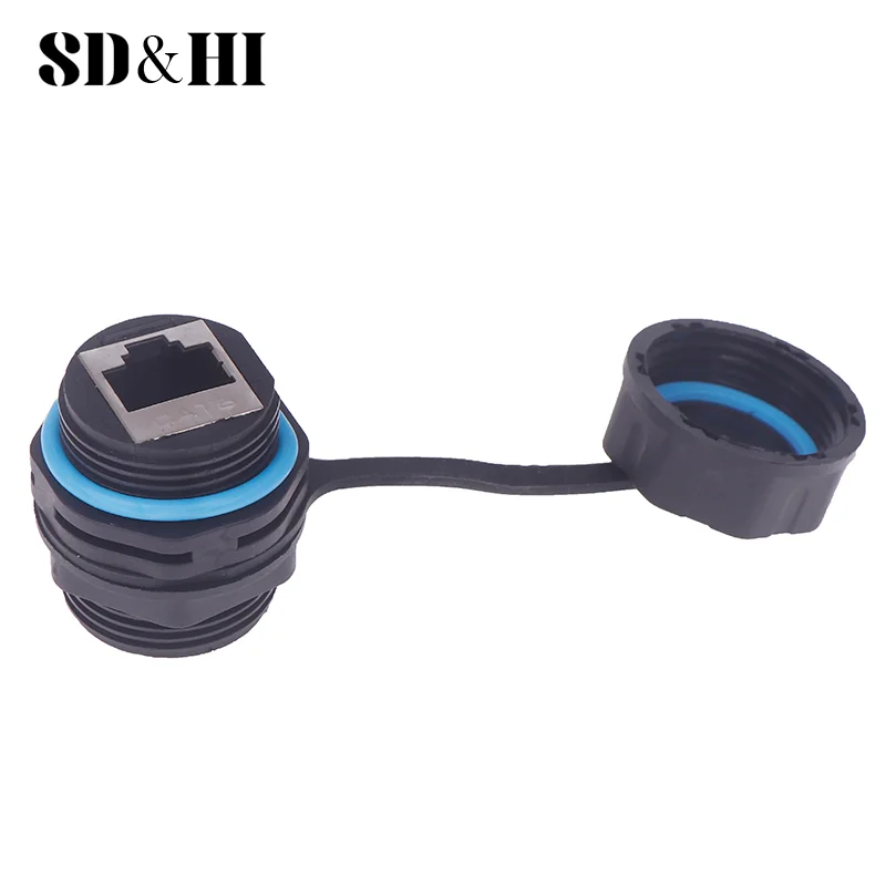 RJ45 Network Waterproof Connector IP68 Shielded Cat6A Gigabit Network Socket Panel Joint For Automated Communication Equipment