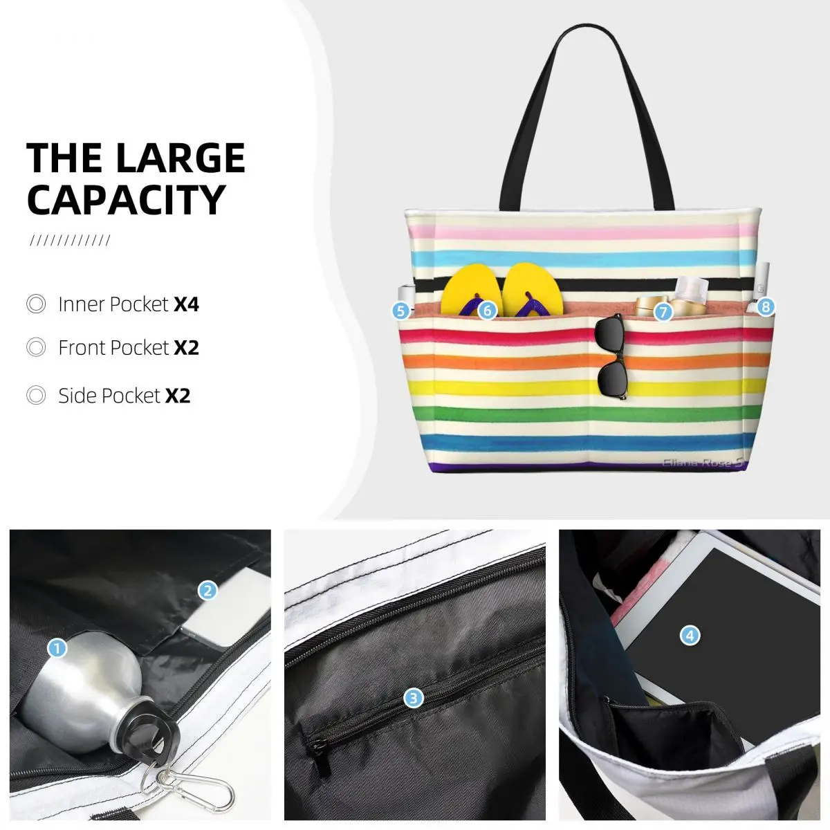 Tas traveling garis-garis pantai, tas Tote Bag, tas jinjing populer, tas hadiah ulang tahun olahraga praktis, pola multi-gaya