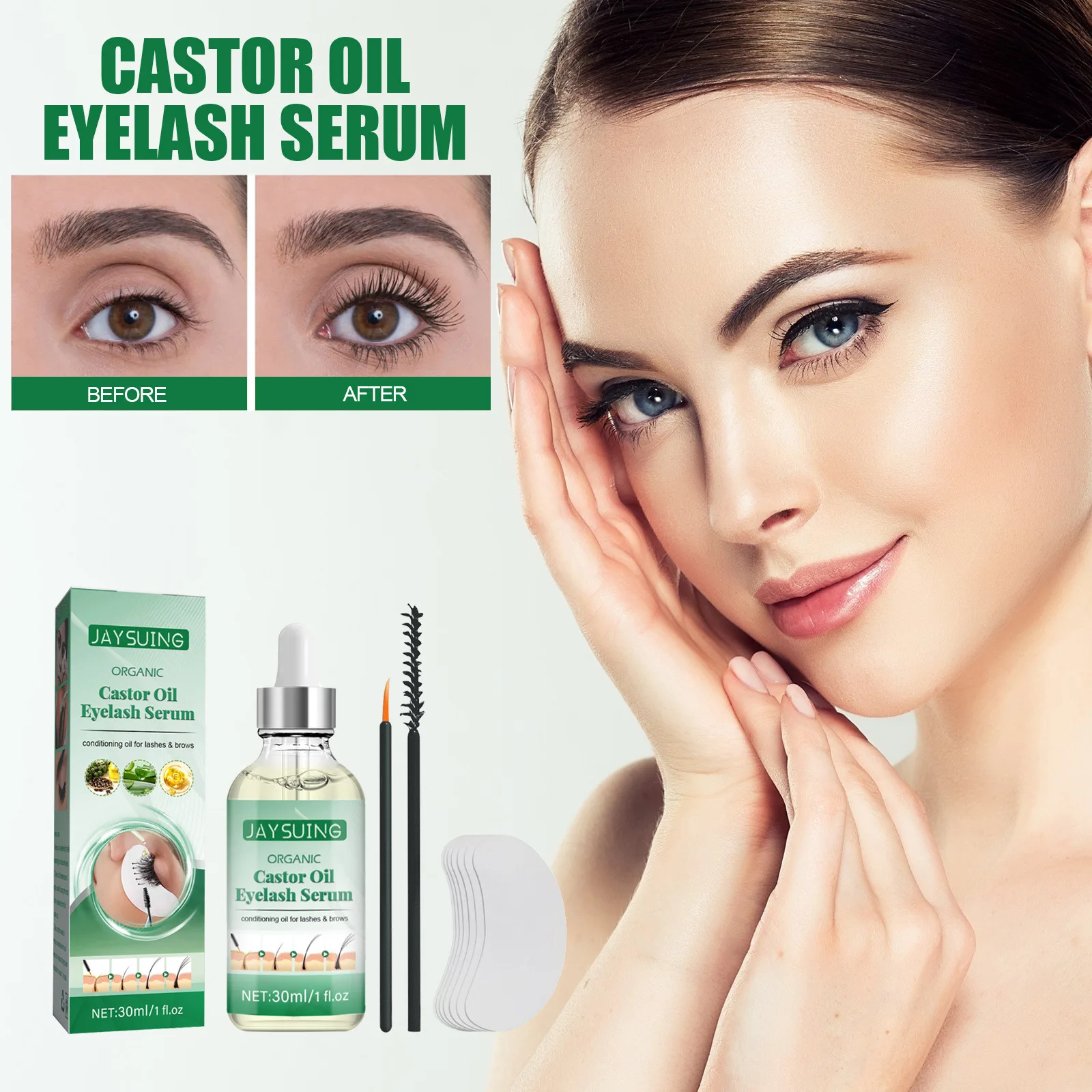 Castor Oil Essential Oil Set Natural Slender Long Curl Rich and Moisturizing Eyelash Essential Oil