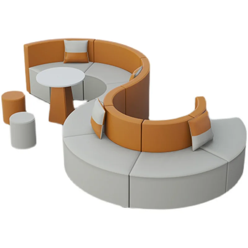 Creative rest area Leisure sofa Coffee table combination Simple S arc leather reception Waiting office