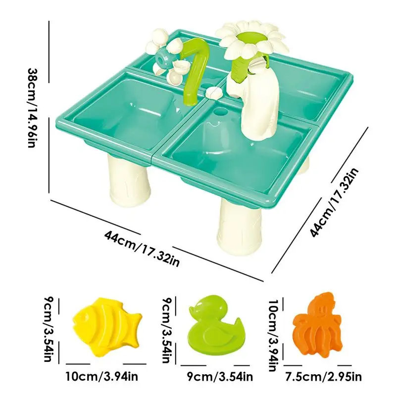 Tavolo ad acqua Tavolo ad acqua con sabbia con 12 giocattoli da spiaggia Attività all'aperto Set da gioco sensoriale Giocattolo da cortile per ragazzi e ragazze