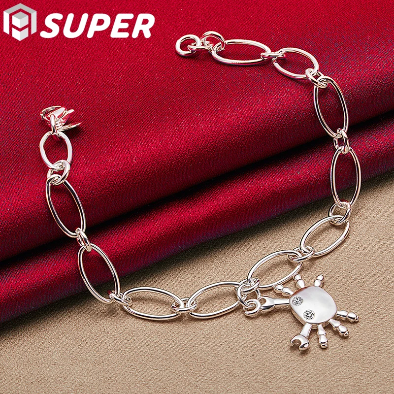 

925 Sterling Silver AAA Zircon Crab Pendant Bracelet Chain For Woman Charm Wedding Engagement Party Fashion Jewelry