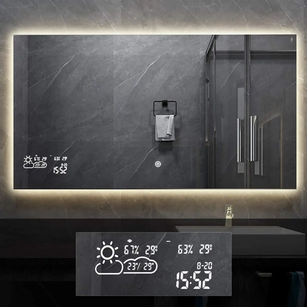 

Bathroom Smart Mirror With Lights Illuminated LED Vanity Backlit Bath Mirror With Touch Sensor