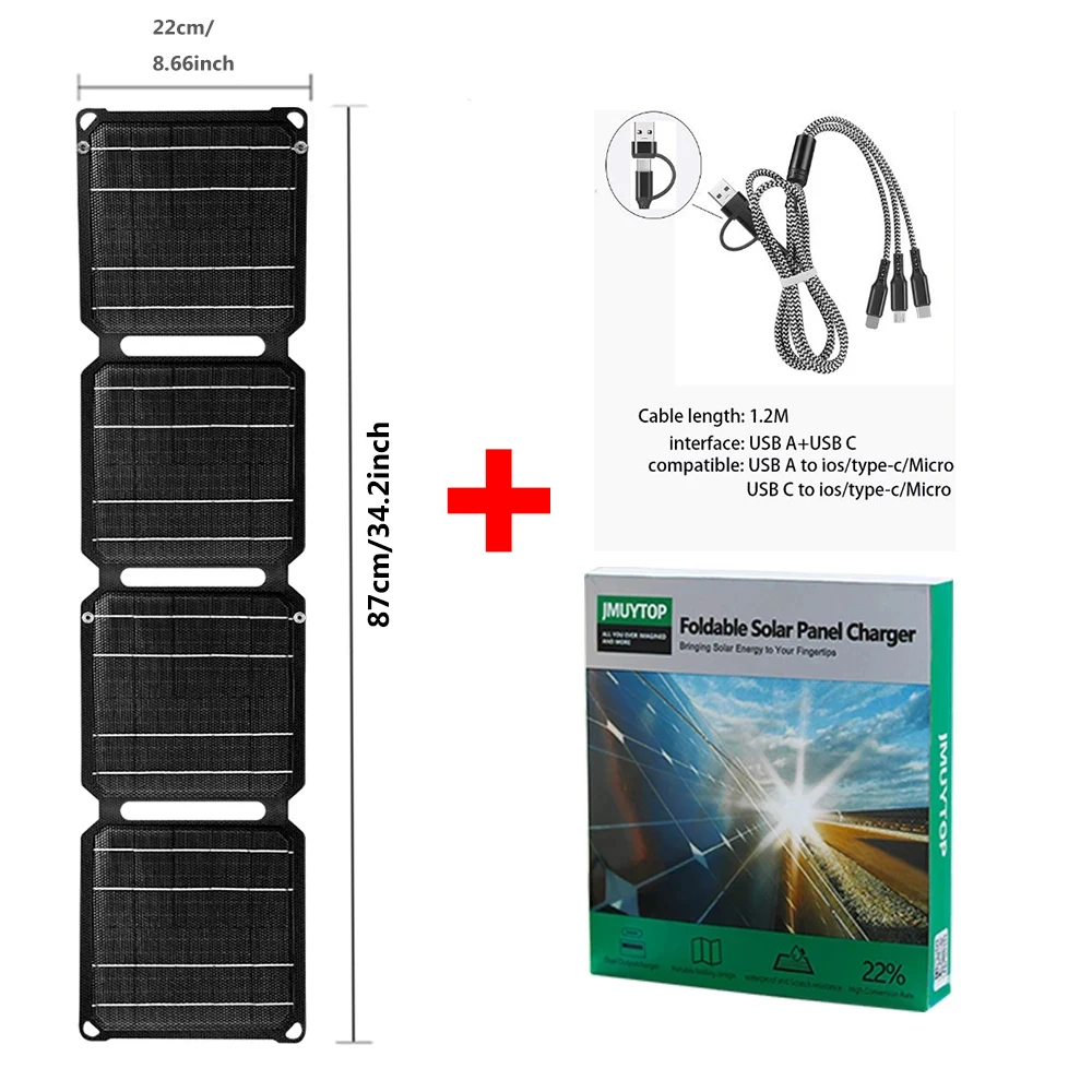 Portable 5v Solar charger 40W ETFE solar panel with PD 20W solar cell USB A C Foldable photovoltaic panel Gift box style