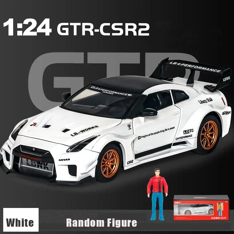 1:24 Simulation Nissan GTR CSR2 Alloy Race Cars Toy Diecast Vehicles Metal Model Car Decoration For Kids Christmas Gift Boy Toy