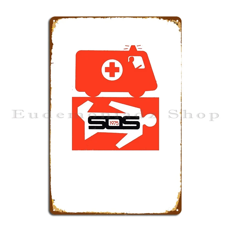 Vintage Sos 1975 Decal Ambulance Metal Plaque Poster Designing Poster Home Vintage Cave Tin Sign Poster