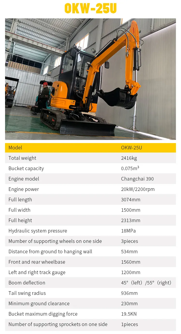 Kostenloser Versand Kleiner Bagger 2 Tonnen Mini-Bagger mit Hydraulikdaumen Baggermotor 2,5 Tonnen Kleiner Bagger 2000kg – Detail 7