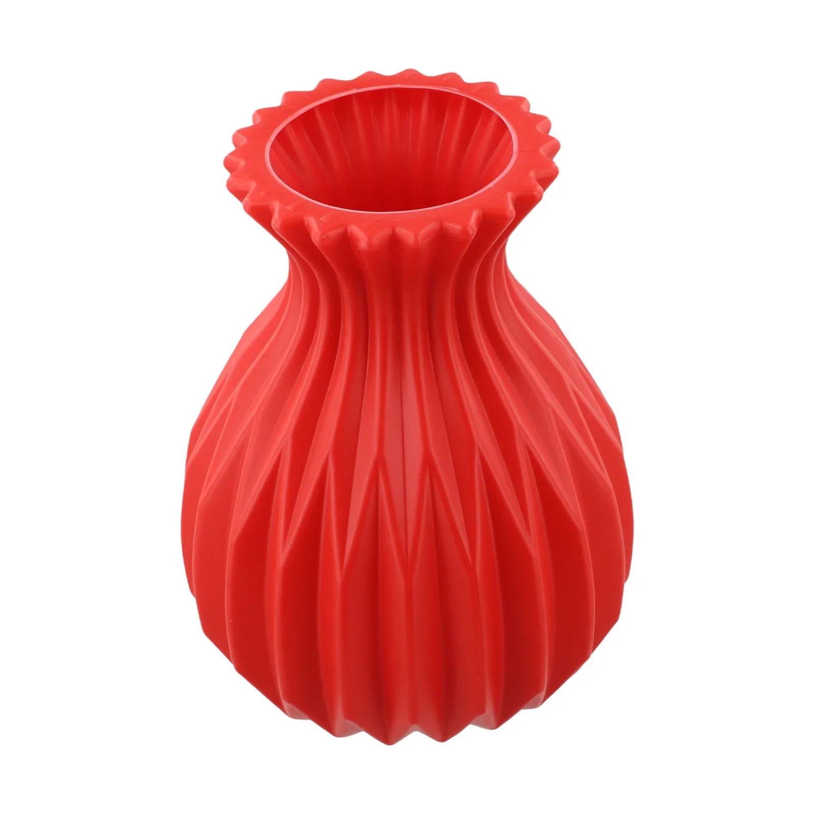 Red Colorful Plastic Vases Plant Display Vibrant Color Options Shatter-resistant Design Compact Size Weighted Base