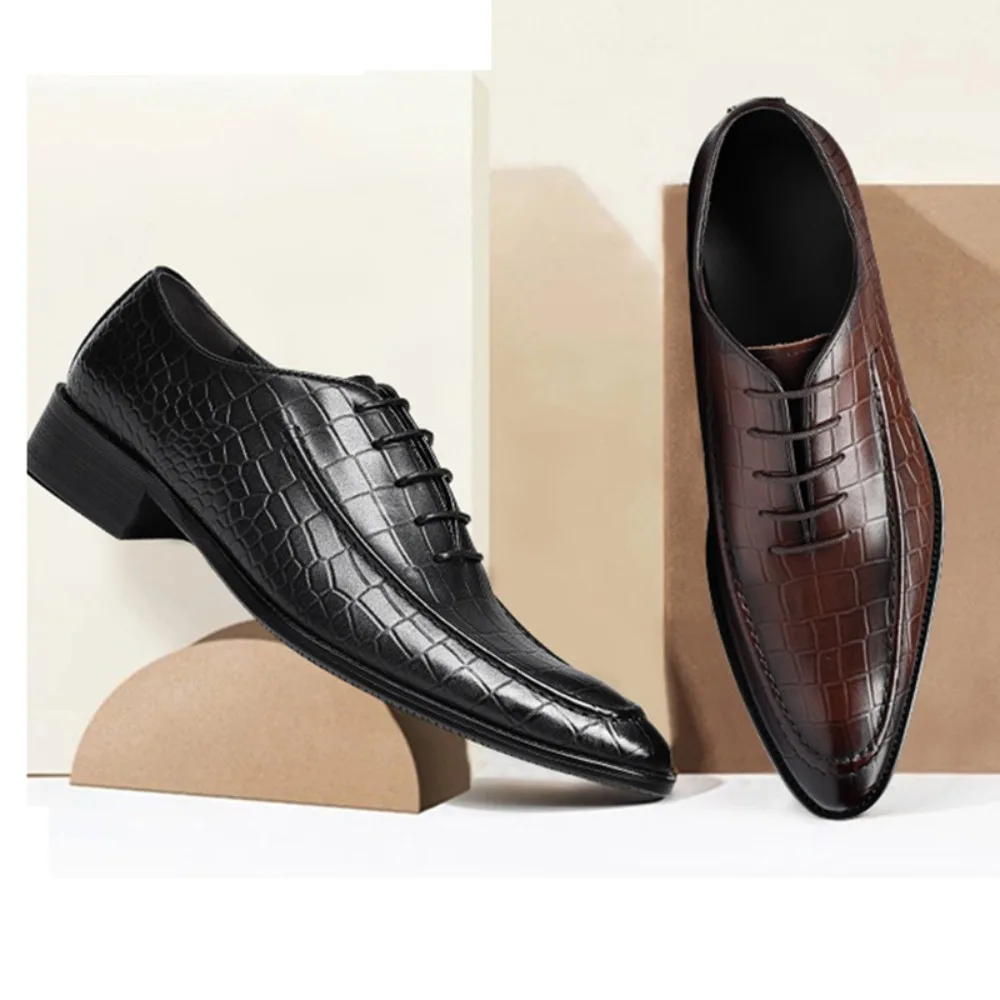 New Men's Leather Shoes Handmade High Quality Casual Oxford Business Work Shoes Black Coffee Lace-up Comfortable Man Shoe