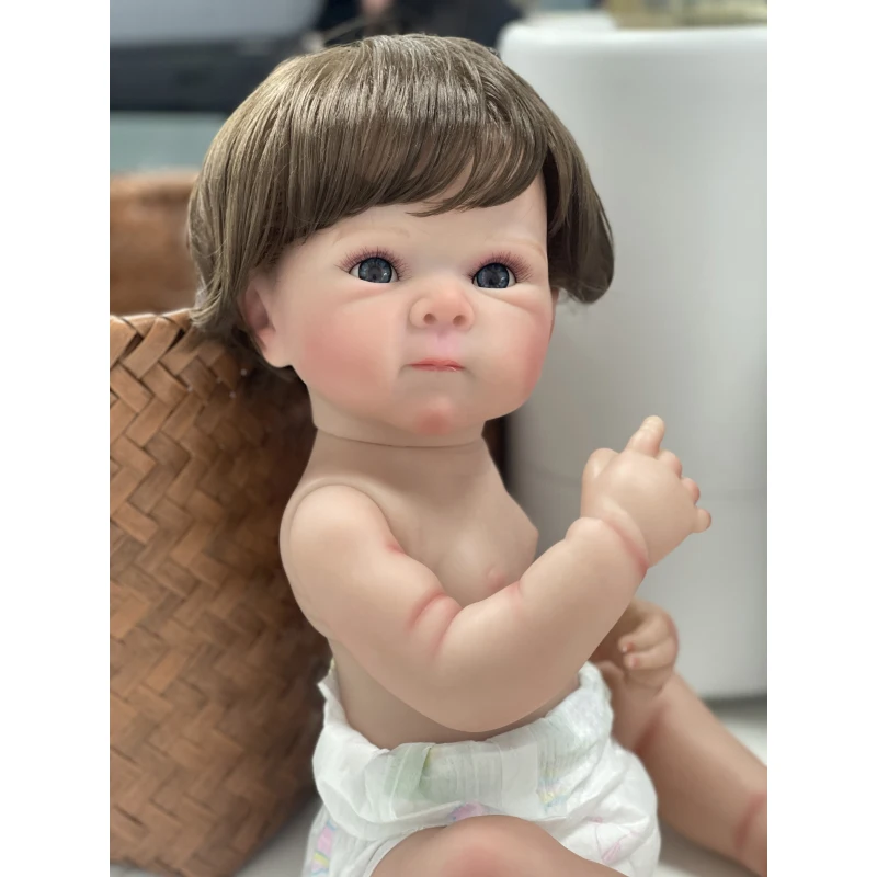 48cm Full Body Vinyl Reborn Baby Doll Bettie Handmade Hand-root Hair vene visibili