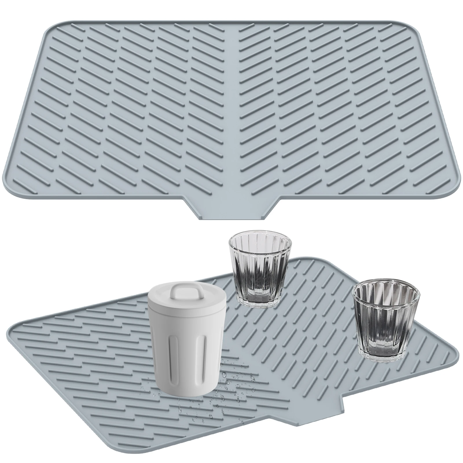 Dish Drying Mat Ultra Absorbent Silicone Drying Mats Non-Slip Fast Drying Draining Mat Heat Resistant Kitchen Dish Drying Pad