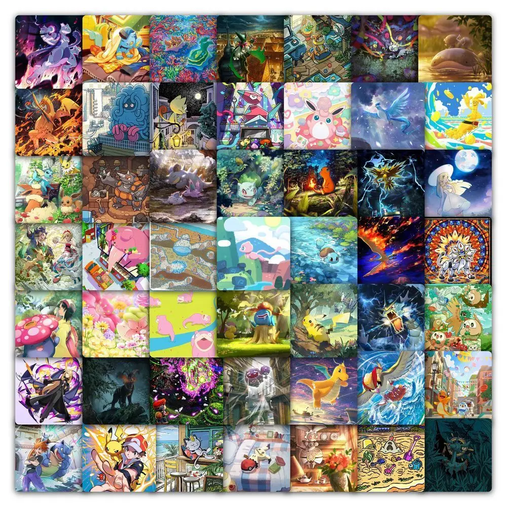 177 Stück quadratische Pokémon-Karten-Aufkleber, Anime aus der Kindheit, Taschenmonster, Dekoration für Telefon, Planer, DIY