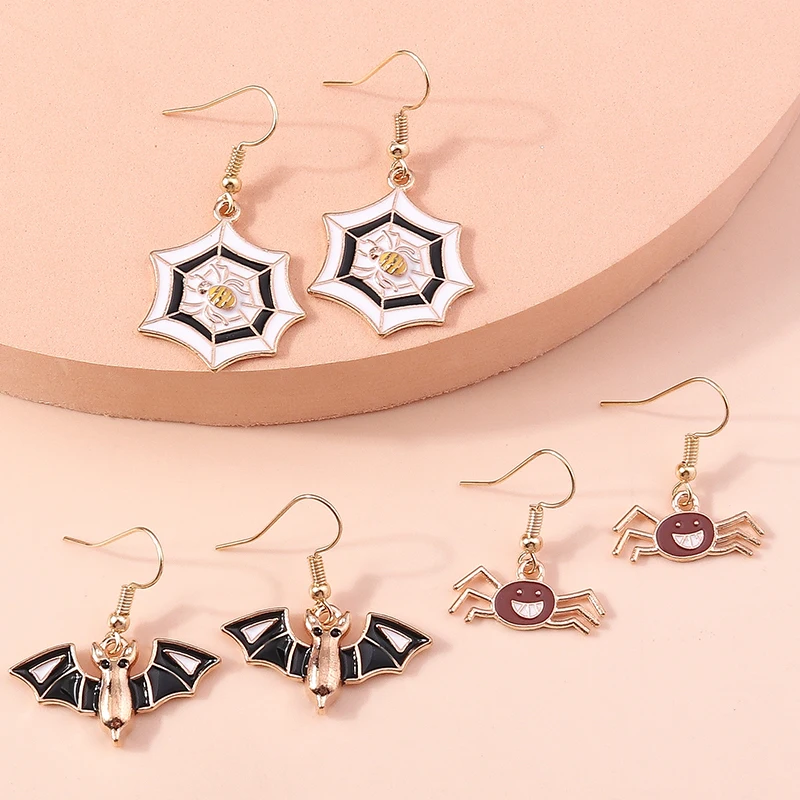 Aihua 6 stücke Mode Halloween Ohrring Set Emaille Augapfel Geist Fledermaus Spinne Mumie Kürbis Ohrringe Halloween Nacht Party Schmuck – Detail 4