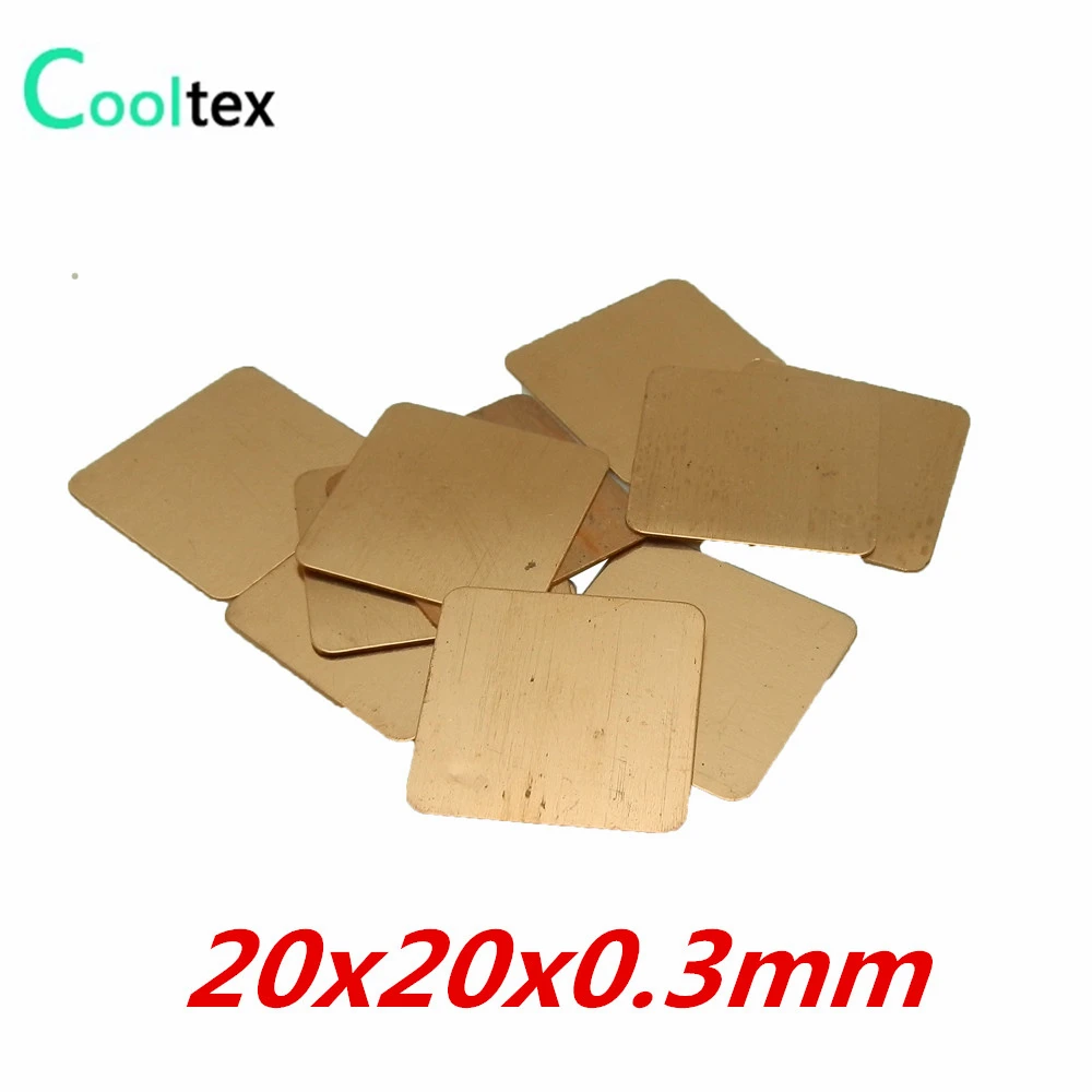 

10pcs/lot 20x20x0.3mm DIY Copper Shim Thermal Pad Heatsink Heat Sink Sheet For Laptop GPU CPU VGA Chip RAM cooling