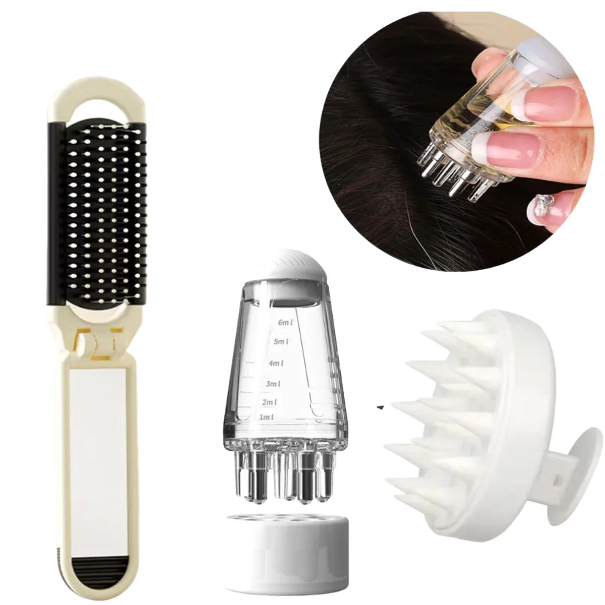 

Portable Silicone Shampoo Brush Foldable Mini Massage Comb Scalp Applicator Liquid Guiding Combs for Hair Growth Head Care Tools