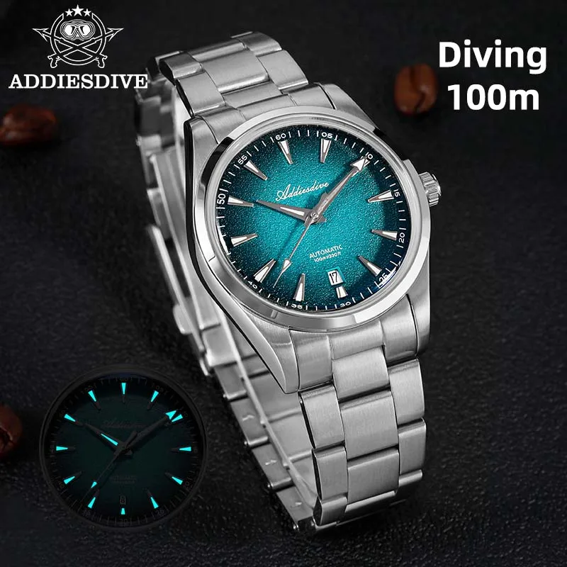 

ADDIESDIVE Men Watches Top Brand Automation Mechanical Watch 200m Waterproof K1 Bubble Glass BGW9 Luminous 316L Steel Wristwatch
