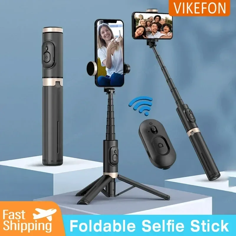 Bluetooth Selfie Stick  Foldable Wireless Tripod with Bluetooth Shutter Monopod Live Photograph for iPhone 15 14 Samsung S24 S23