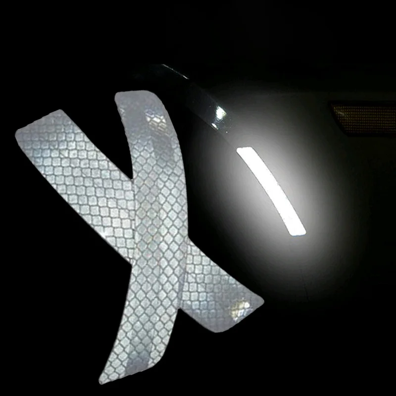 2pc Car Reflective Strip Night Anti-collision Stickers Auto Mudguards Bumper Alert Decal White Red Orange Yellow Car Accessories