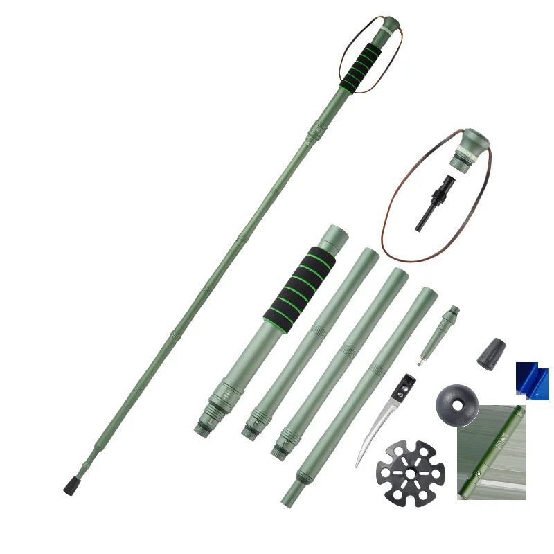 

Retractable shock-absorbing with flashlight version trekking poles Outdoor camping self-defense poles Hiking professional