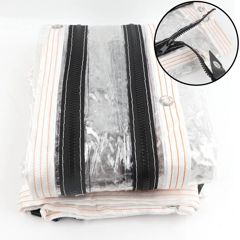 Transparent Zipper Rainproof Cloth Outdoor Pergola Waterproof Tarpaulin Home Door Windows Windproof Tarps With Zipper