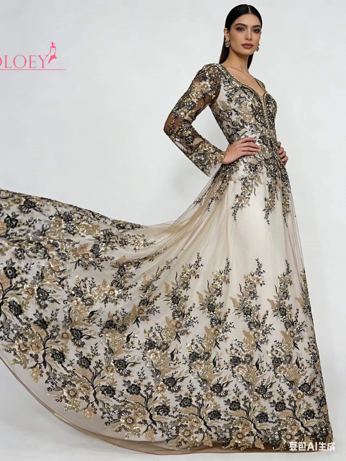 

OLOEY Новейшая африканская кружевная ткань с пайетками 2026 года, высококачественная вышитая бисером сетчатая ткань, 5 ярдов, для женских свадебных и праздничных нарядов