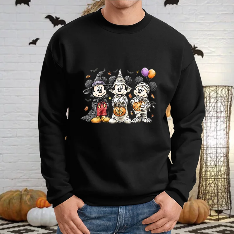 

Halloween Disney Mickey Print Sweatshirt Men's Casual Streetwear Crew Neck Pullover Top