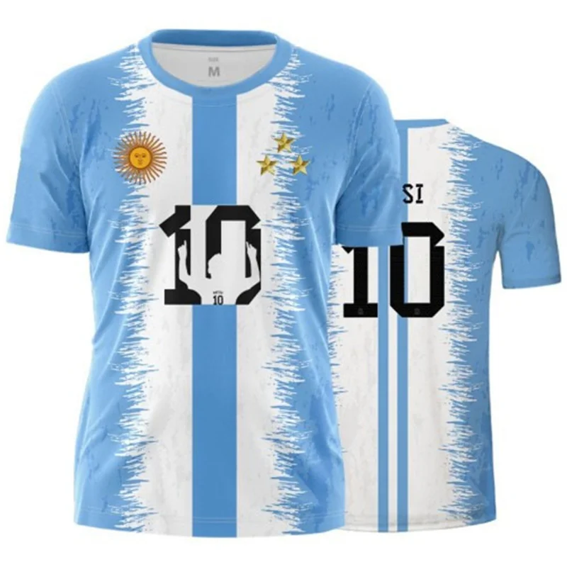 Argentina Football Jersey Soccer Shirts Men Custom T-shirt Sportwear Sport Soft Breathable Clothing Fast Drying Training Wear