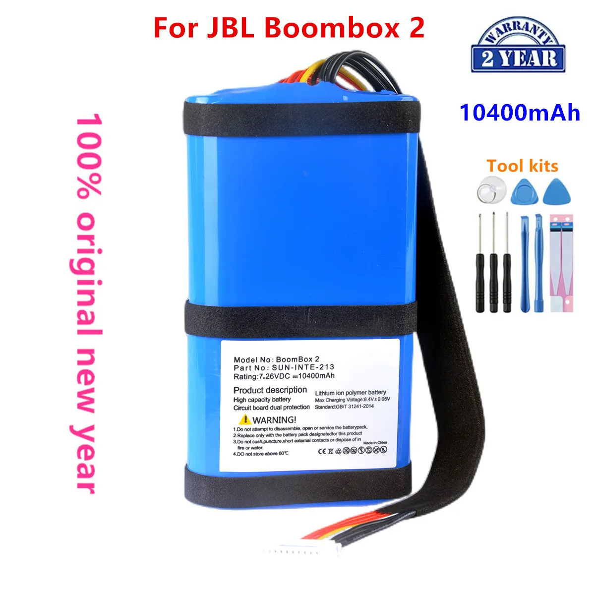 

Original SUN-INTE-213 SUN-INTE-268 10400mAh Battery For JBL Boombox 2 Boombox2 Speaker Replacement Battery +Tools