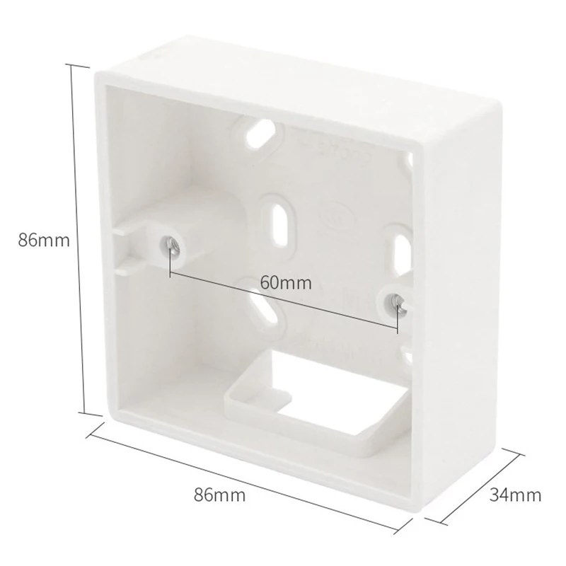 Scatola di montaggio esterna di alta qualità per interruttori e prese Standard da 86mm * 86mm * 34mm applicare per qualsiasi posizione della superficie della parete